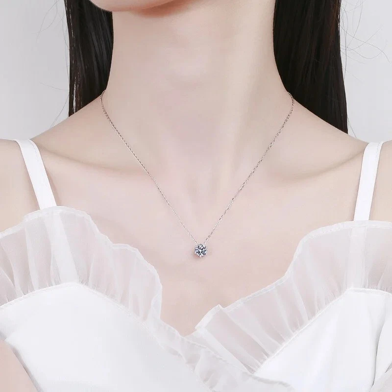 Collana Solitario Moissanite 1CT in Argento Sterling 925 Certificata GRA FRY109 - Immagine 4 di 4