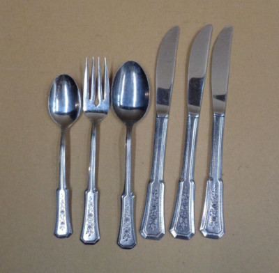 ROGERS Stainless Silverware Lot/6 pcs ~ STANLEY ROBERTS LANDSCAPE Floral Pattern
