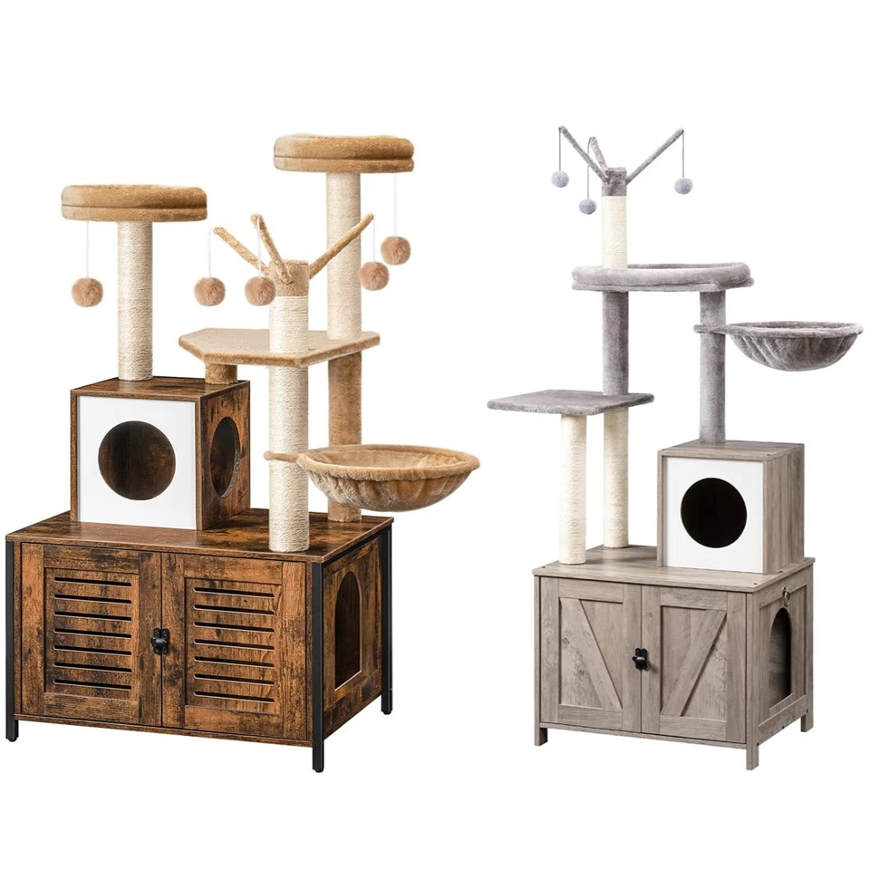 Katzenbaum mit katzenklo Schrank Katzentoilettenmöbel Katzenkletterbaum - Bild 2 von 2