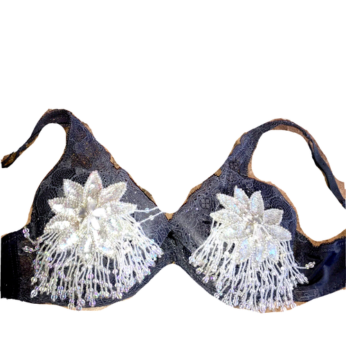 Jessica Simpson French Lace Bra with Custom Beaded Appliqué, 34C