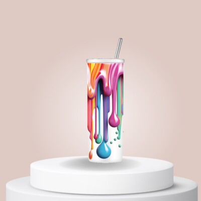3D Dripping Paint Tumbler 20 oz. Water Bottle. Birthday Gift. Present. Handmade.