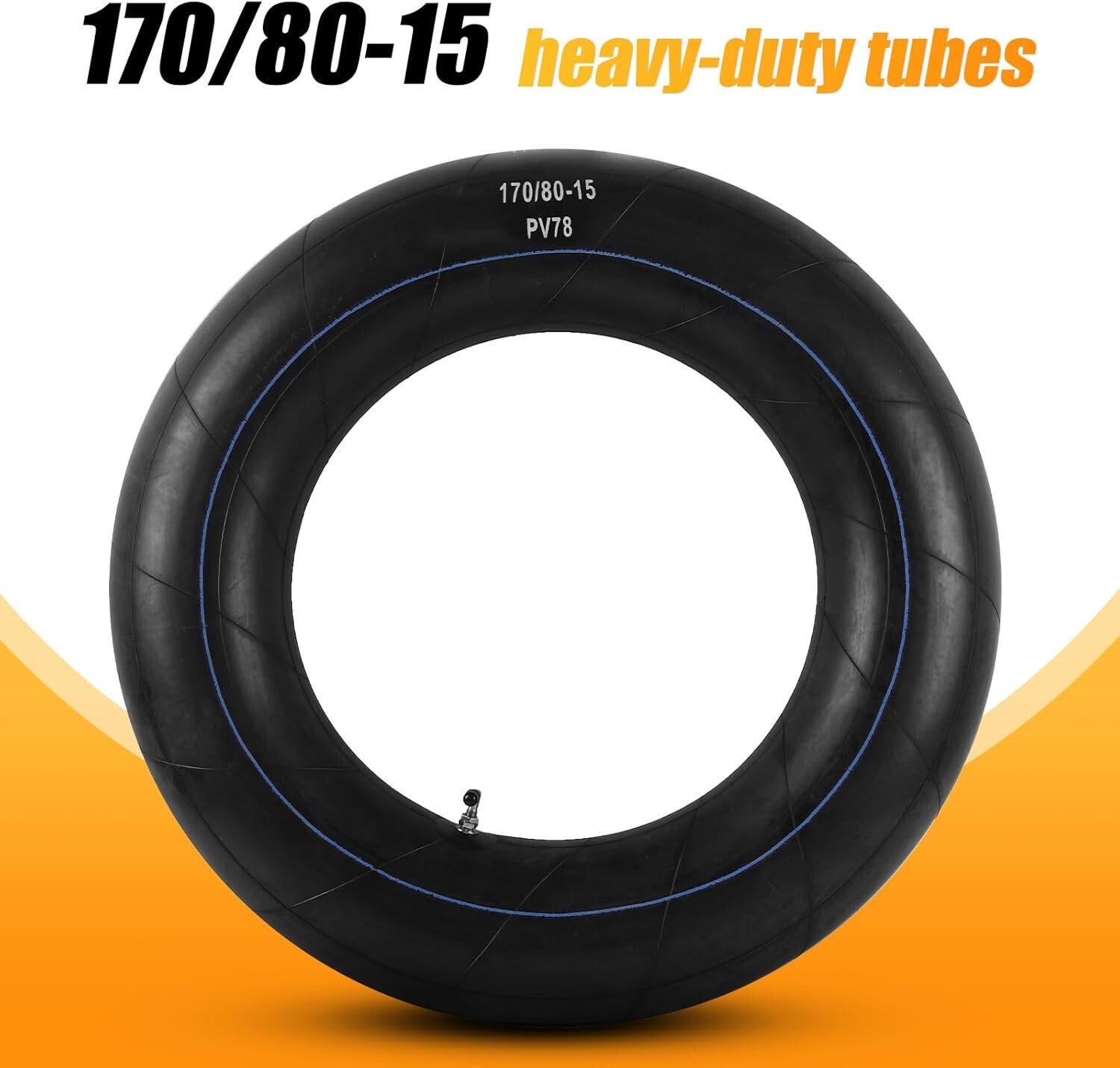 "Heavy Duty 170/80-15 Butyl Rubber Inner Tube with PV-78 Valve Stem "