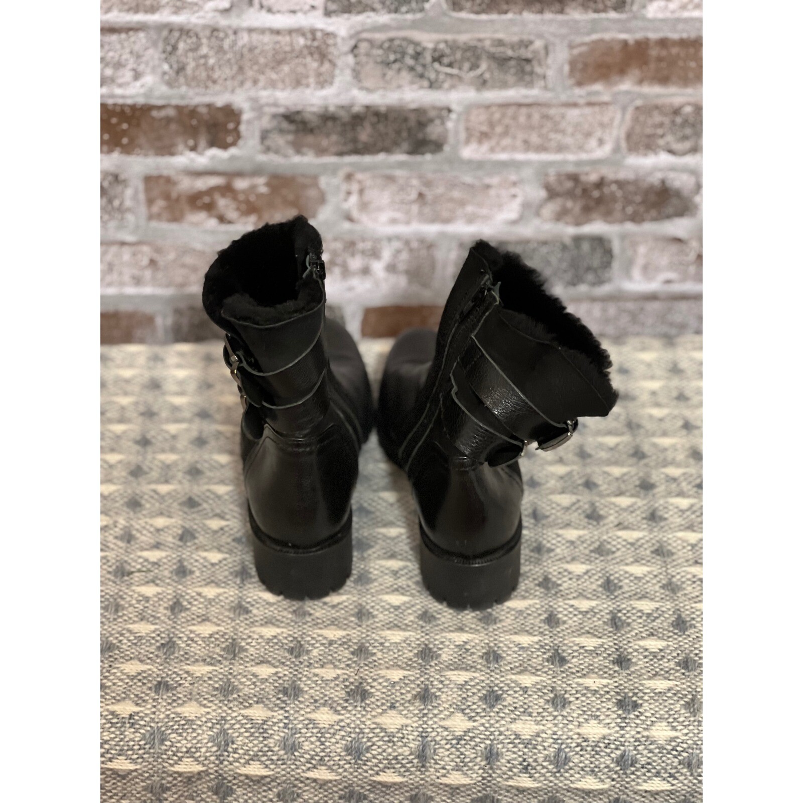 SAOLA NAPOLEONI stivaletti in pelle fibbia accento suola a strappo nero taglia 38