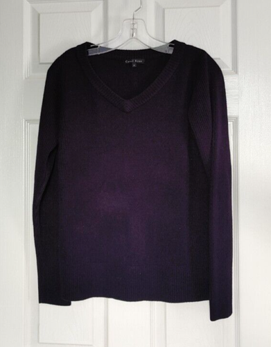 CAROL ROSE Ladies (M) Navy Blue V Neck Lightweight Sweater 100% Acrylic