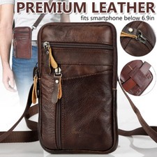 Leather Fashion Phone Pouch Belt Bag Men Shoulder Crossbody Waist Pack Handbag