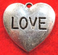 20Pcs. Tibetan Silver "LOVE" Heart Charm Pendants Earring Drops Findings H170