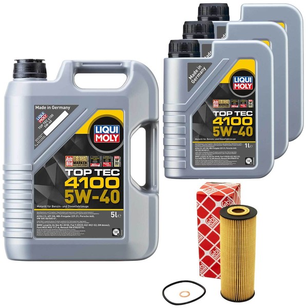 MotoröL Set Top Tec 4100 5W-40 8 Liter + ÖLfilter 32549 FüR Ssangyong Actyon 2.0-image