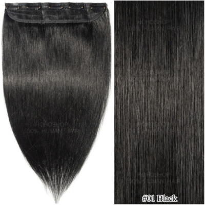 THICK One Piece Clip In 100% Real Remy Human Hair Extensions Full Head WHITE USA