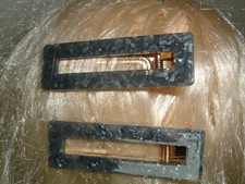 Pair of Silver Glitter Gray 2.5" Hair Clips NWT in Gift Box