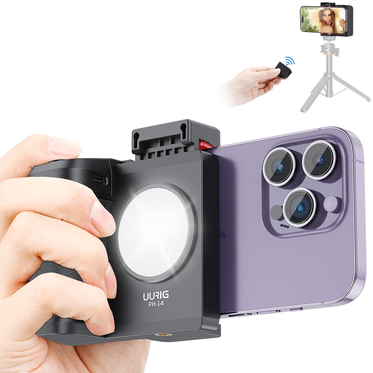 Phone Camera Shutter Bluetooth Hand Grip Holder With Wireless Remote Control