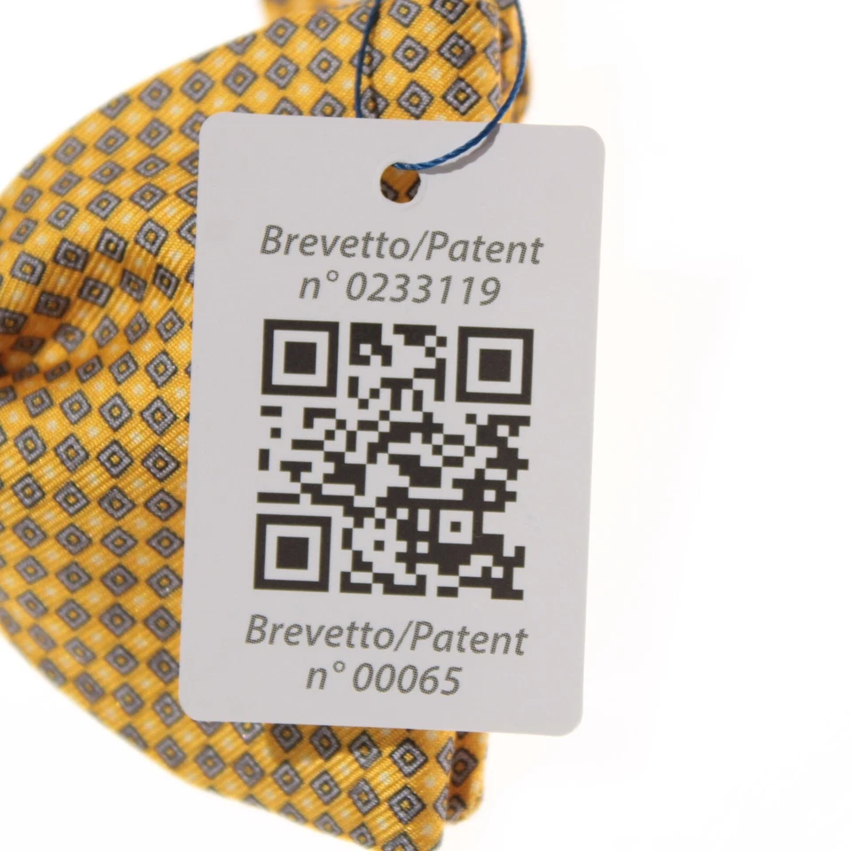 Italo Ferretti новый с Ярлыками галстук-бабочка регулируемый размер желтый с серый/черный 100% шелк - Изображение 2 из 4