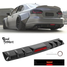 Carbon Fiber Rear Bumper Diffuser Fins Spoiler W Led Light For Vw Jetta Mk5 Mk6