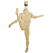 New 14k Yellow Gold Football Player Pendant
