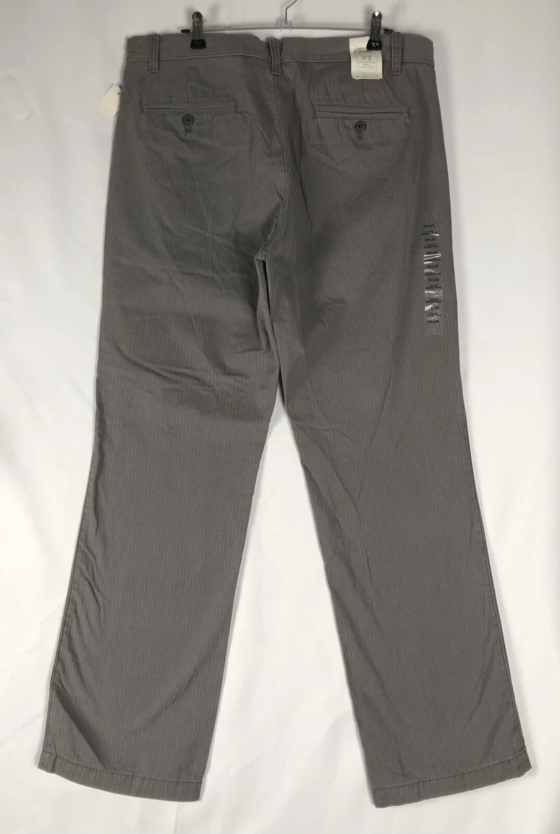 The Gap Original Khakis Straight Gray w White Striped Pants 34x32