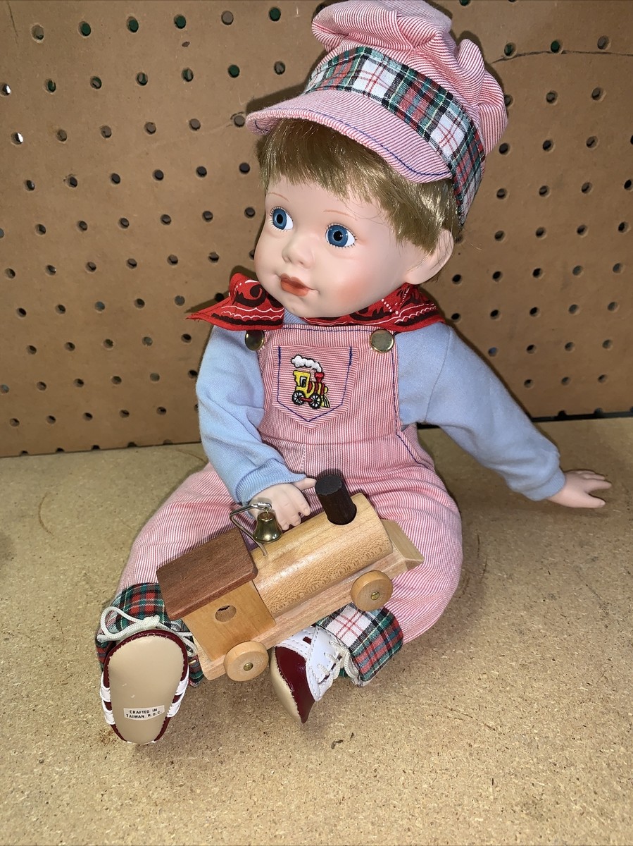 Jimmy by Elke Hutchens Porcelain Boy Doll with Train 1990 Danbury