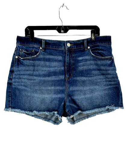 Loft Women High Rise Medium Wash Stretch Denim Cutoff Shorts Size 14 Waist 32 E4