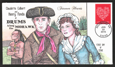 US FDC #4847 Forever Love Heart A5301 HENRY FONDA COLLINS HAND PAINTED CACHET