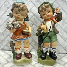 Lot of 2 Vintage Lipper & Mann Figurines Boy Girl Pair Japan 9" Tall READ