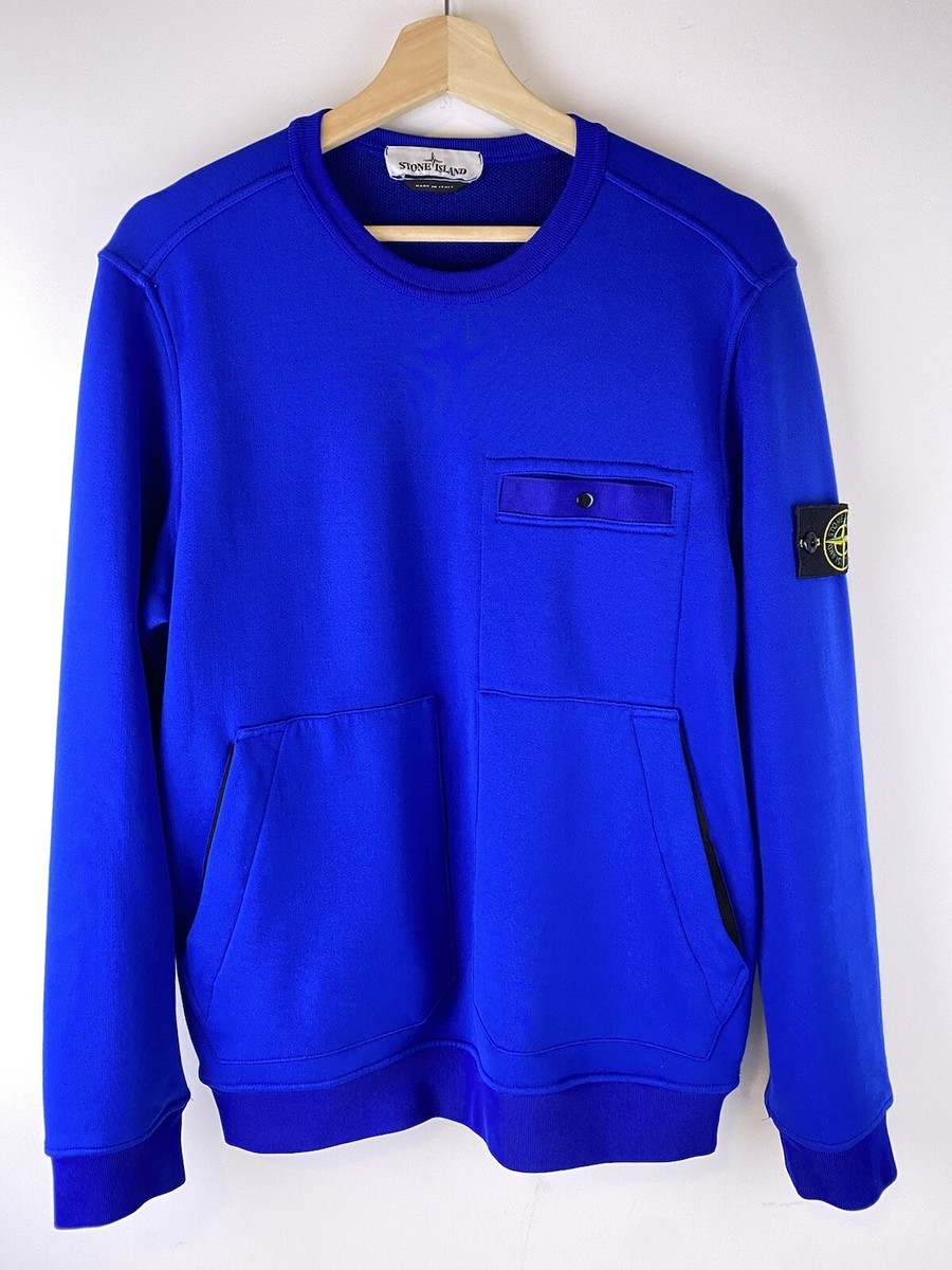 Stone Island Blue Crew Neck Multi Pocket Fleece Sweatshirt Stone Island Blue Crew Neck Multi Pocket Fleece Sweatshirt