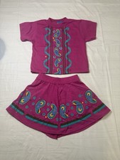 Vintage Kids Outfit Size 4T Pink And Blue Tshirt And Skirt Made In USA