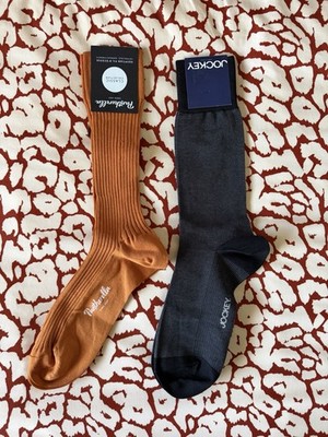 Pantherella Danvers Cotton Orange & Jockey Cotton Black Dress Socks Medium