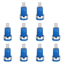 10 Pcs Banana Female Socket, 30 x 4mm, for Audio/Video Amplifiers, Blue
