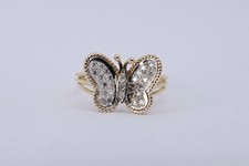 14k Yellow Gold 0.27tcw Diamond Butterfly Ring Size 6.25 3.57g. 