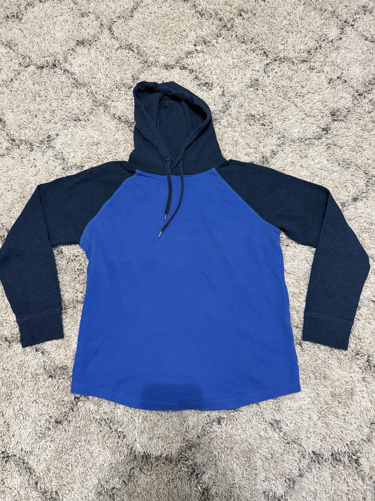 Men’s American Eagle Blue Colorblock Thermal Hoodie Size Medium