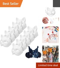 Customizable White Cat Masks Set for Kids: Creative Fun for Parties  Cosplay