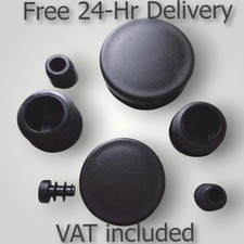 Round Plastic End Caps For Tubing Pipe Inserts Plugs Bungs Furniture Feet Black