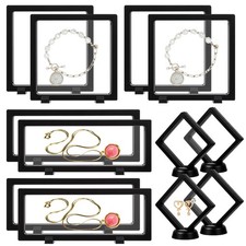 12 Pcs 3D Floating Display Case, 3 Sizes Black Challenge Coin Display Stand R...
