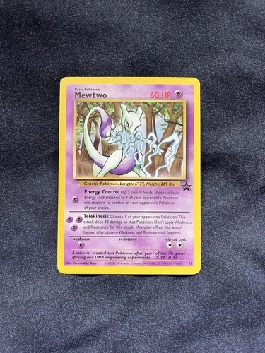 Pokémon TCG Mewtwo #12 Black Star Promo WOTC Card