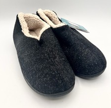 Rockdove Faux Shearling Closed Back Slippers Black Womens 7 New