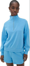 Varley Womens Hawley Half Zip Sweatshirt Double Soft Blue Size L New w/ Defects