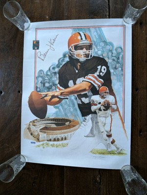 SIGNED! Bernie Kosar by Gary Thomas LITHOGRAPH Autograph Quaterback Club Poster