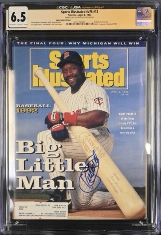 RARE💎KIRBY PUCKETT💎CGC JSA AUTOGRAPH💎Signed Sports Illustrated 4/6/1992 TWINS