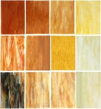 Stained Glass Sheets 4x6 Inch 10 Pack Amber Opal Tiffany Mixed Textures