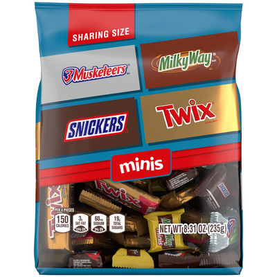 SNICKERS,TWIX MORE MINI CHOC CANDIES VARIETY PACK 8.31oz BAG - PACK OF 3