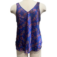 Cinema Exoile Cami Tank L Paisley Floral Bold Satin Seductive Wear Vintage