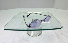 90s Retro Slim Rimless Hexagon Geometric Sunglasses - Purple Lenses