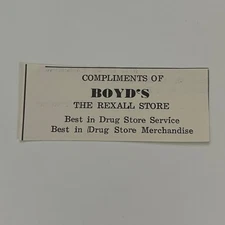 Compliments Of Boyd's The Rexall Store 1950 Paoli Indiana Ad SAH1-S27