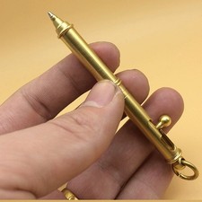 Small Brass Pen 100mm/3.93" w/Key Ring EDC Portable Writing Pen Bolt Ball Pen