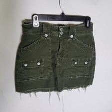 American Eagle Skirt Women's Size 2 Olive Green Denim Mini Cargo Utility