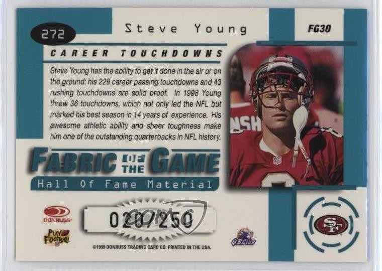 1999 Leaf Certified Fabric of the Game 20/250 Steve Young #FG30 HOF 8w9 ...