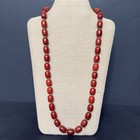 VTG LARGE HEAVY Cherry Amber Bakelite Faturan Barrel Beaded Necklace 34” 162g — photo 1