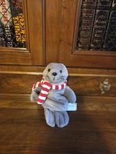 COCA-COLA SEAL w/ Red  White Striped Scarf - Bean Bag Plush - 1997