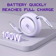 Professional Retractable Type-C Charging Cable - 100W Fast Charging, Compatible
