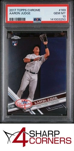 2017 TOPPS CHROME #169 AARON JUDGE RC YANKEES CATCHING PSA 10