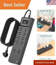 12FT Heavy-Duty Power Strip with Surge Protection, 10 Outlets  USB - Listed