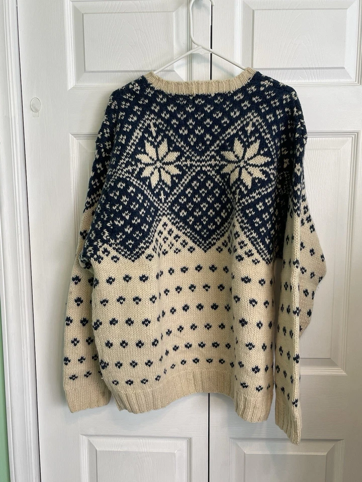 Brooks Brothers Wool Sweater Men’s XL Chunky Nordic Knit Fair Isle Snowflake VTG - Image 3 of 4
